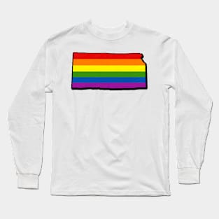 Rainbow Kansas Outline Long Sleeve T-Shirt